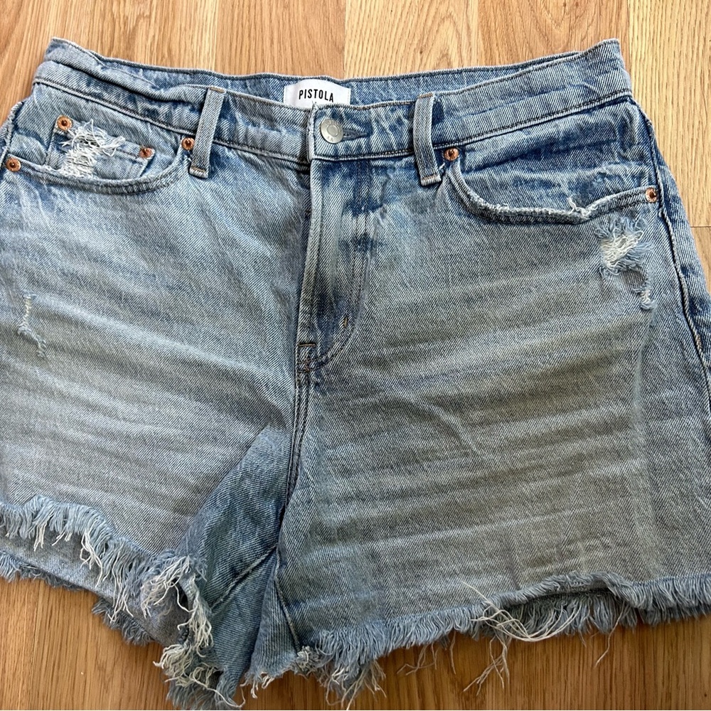 Pistola Women's Distressed Denim Shorts - Blue